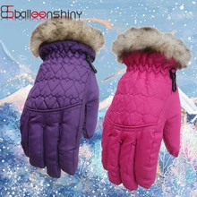 BalleenShiny/Детские зимние пушистые перчатки; утолщенные лыжные перчатки; уличные Водонепроницаемые Детские Зимние варежки из хлопка; полный палец; для мальчиков и девочек