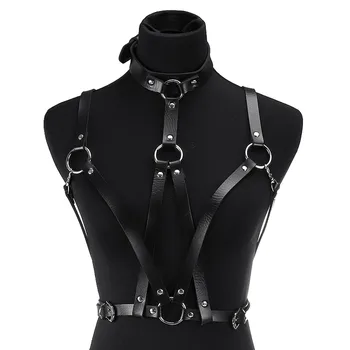 

Sexy Leather Harness Straps Punk Goth Body Bondage Belt Cage bra harness erotic Waist Chest wrap stocking Belts Brand New
