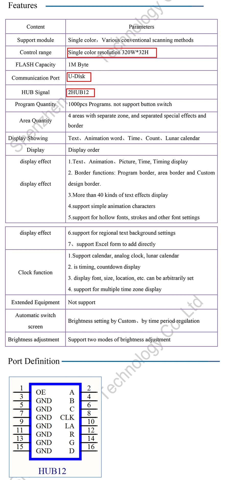 2 HD-U6A single color LED display control card