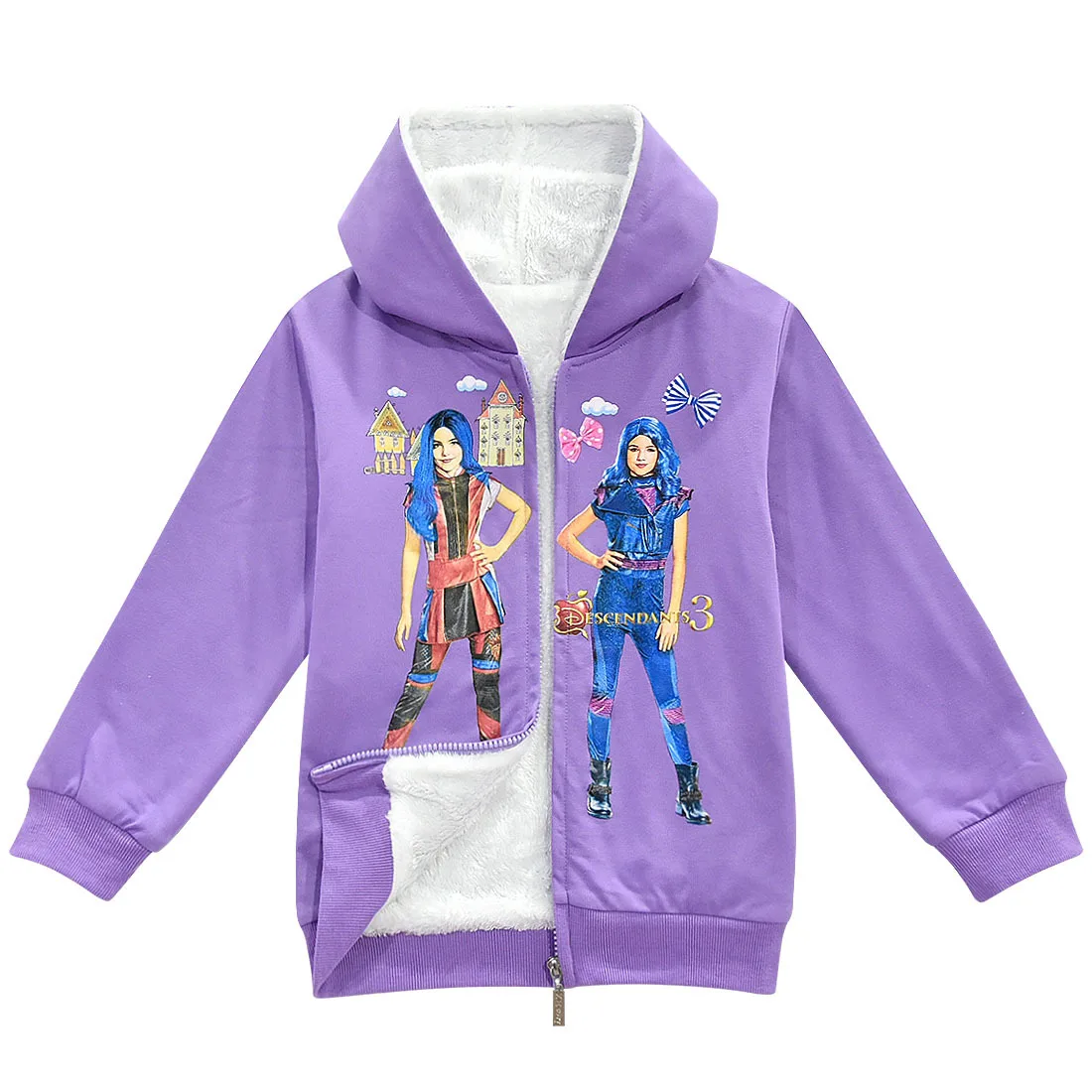 1816Add cotton purpl The descendants 3/куртки для мальчиков; детские толстовки с капюшоном; сезон весна-осень; повседневные пальто для девочек; кардиган с капюшоном; толстовки; детская одежда - Цвет: 1816Add cotton purpl