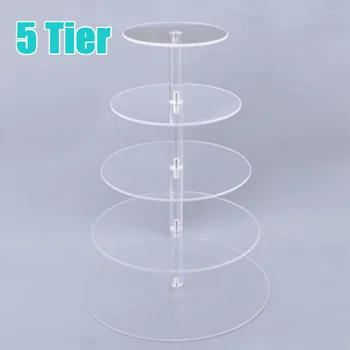 

5 Layers Round Acrylic Cake Display Stand Shelf Transparent Wedding Decoration