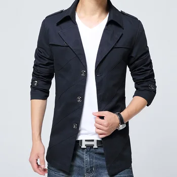 

2019 Autumn New Men Long Jacket High Quality Trenchcoat Business Gentleman Male Jackets Slim Fit Plus Size Coat Trench Coat 4XL