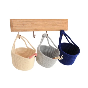 

4Colors Household Items Cotton Woven Finishing Basket Nordic Small Hanging Basket Cotton Rope Storage Box Hot Sale