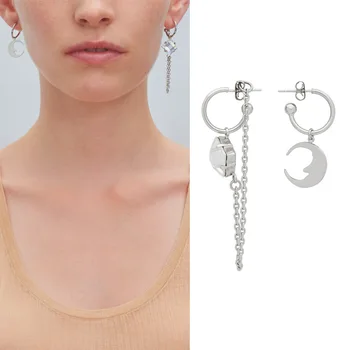 

Timeless Wonder Geo Stone Moon Tassel Drop Earrings Women Jewelry Gothic Boho Designer Ins French Top Statement Hip Hop New 5557