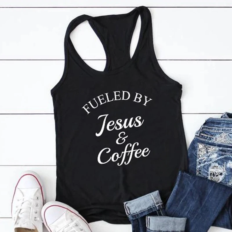 Женские майки без рукавов с надписью "Jesus& coffee", майка с надписью "Christian Jesus" размера плюс, топы, Прямая поставка