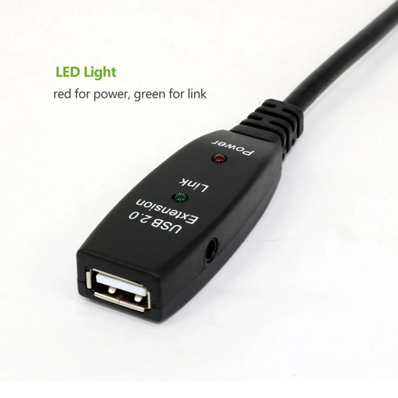 Cabo de Extensão Usb 5m 10m 15m 20m 2.0 Usb com Extensão do Adaptador de Energia Portas Usb Reforço de Sinal para Webcom Disco Rígido Caixa de tv 30m - Image 3