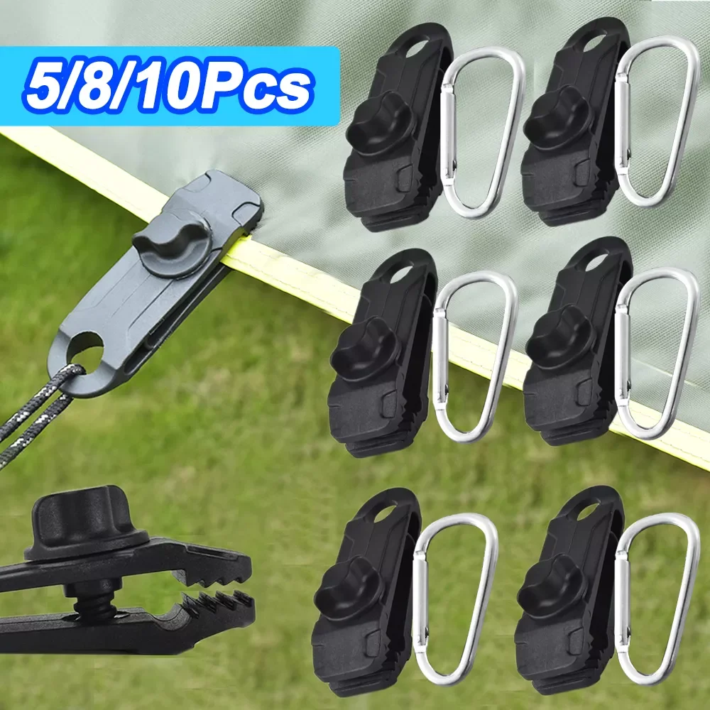 5/8/10 PCS Tarpaulin Clip Tent Canopy Buckle Outdoor Wind Rope Clamps Reusable Awning Mountaineering Camping Accessories | Спорт и