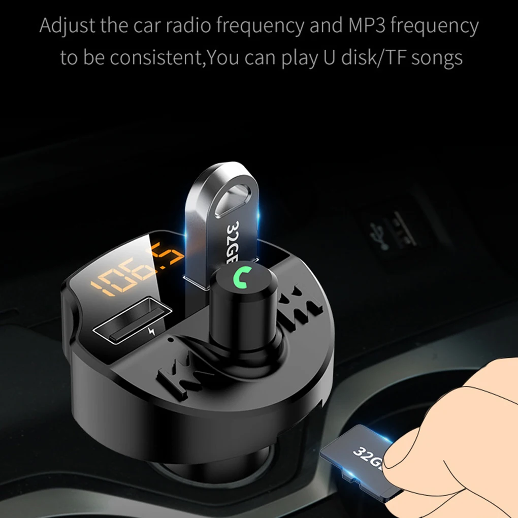 Автомобильный комплект громкой связи Bluetooth 5,0 беспроводной fm-передатчик напряжение батареи ЖК-дисплей авто MP3 плеер USB зарядное устройство