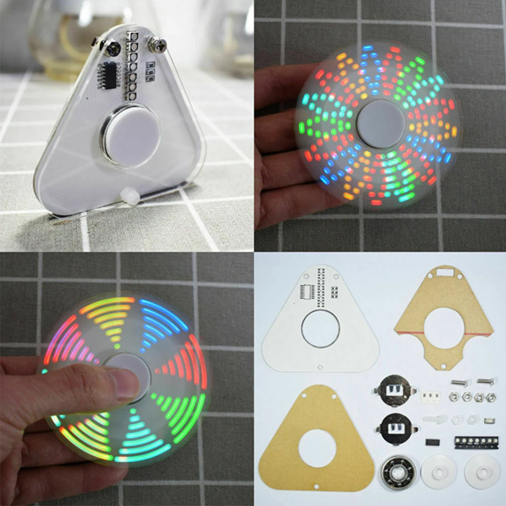 SMD Обучающий набор светодиодный прочный акриловый вращающийся круглый треугольник DIY ручной POV маленький ручной Спиннер RGB интересный