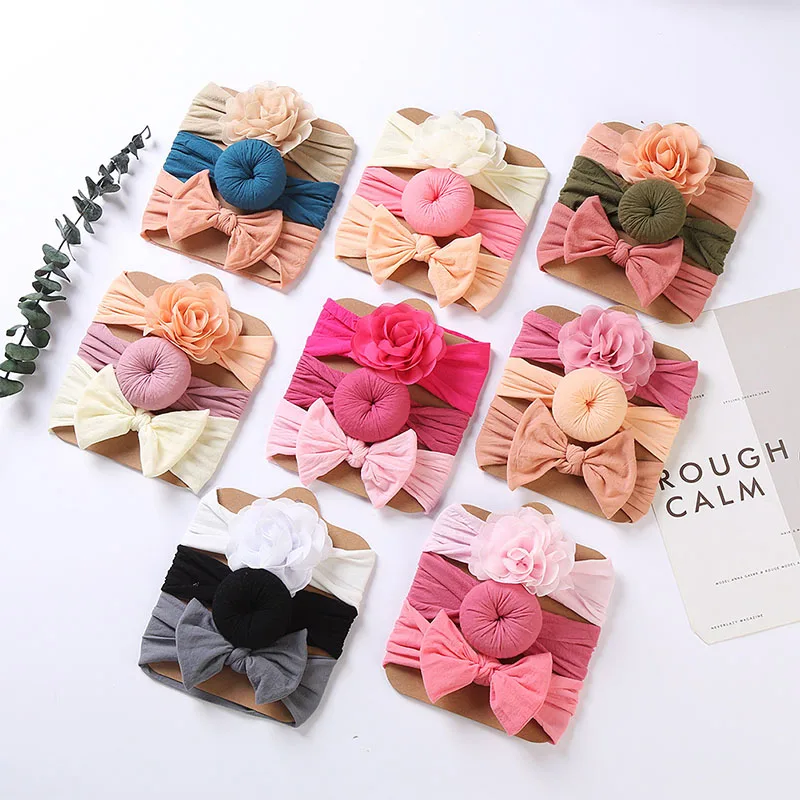 3Pcs/Set Solid Color Twist Baby Headband Set Cute Floral Bowknot Infant Toddler Hair Band Soft Elastic Newborn Girl Boy Headwear pacifier for baby