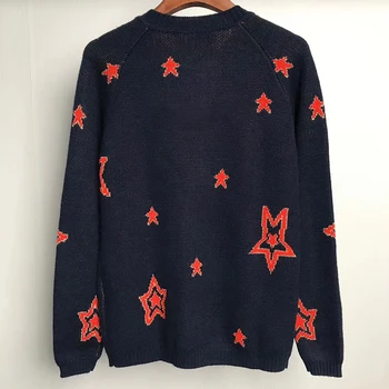 

Retro Star Pattern Sweater Women Vintage Long Sleeve Jumpers 2020 Autumn Winter Ladies Jacquard Sweaters Pullovers