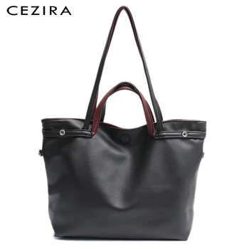 

CEZIRA Women Luxury PU Leather Tote Ladies Fashion Design Shoulder Bag Reversible Handbag Bucket Female Crossbody&Messenger Bags