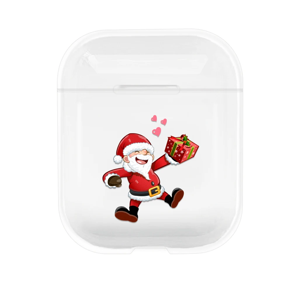 For Air Pods Super Cute Cartoon Christmas Transparen Bluetooth Wireless Earphone Cases For Apple AirPods 1 2 Hard PC Cover Box - Цвет: 01