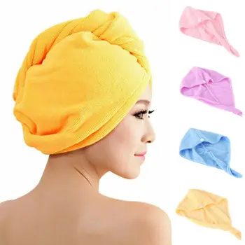 

Women Rapid Drying Hair Towel Plus Thick Absorbent Shower Cap Fast Soft Spa Bath Hat