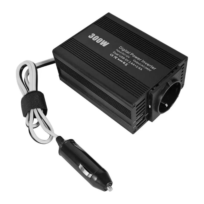 Автомобильный инвертор 300W Dual USB DC12-AC110V/220 V адаптер зарядного устройства H4GC