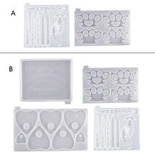 Knuckles Silicone Resin Mold Epoxy Resin Finger Tiger Paw Self Defence Keychain Silicone Mold Kit Jewelry Making Tools