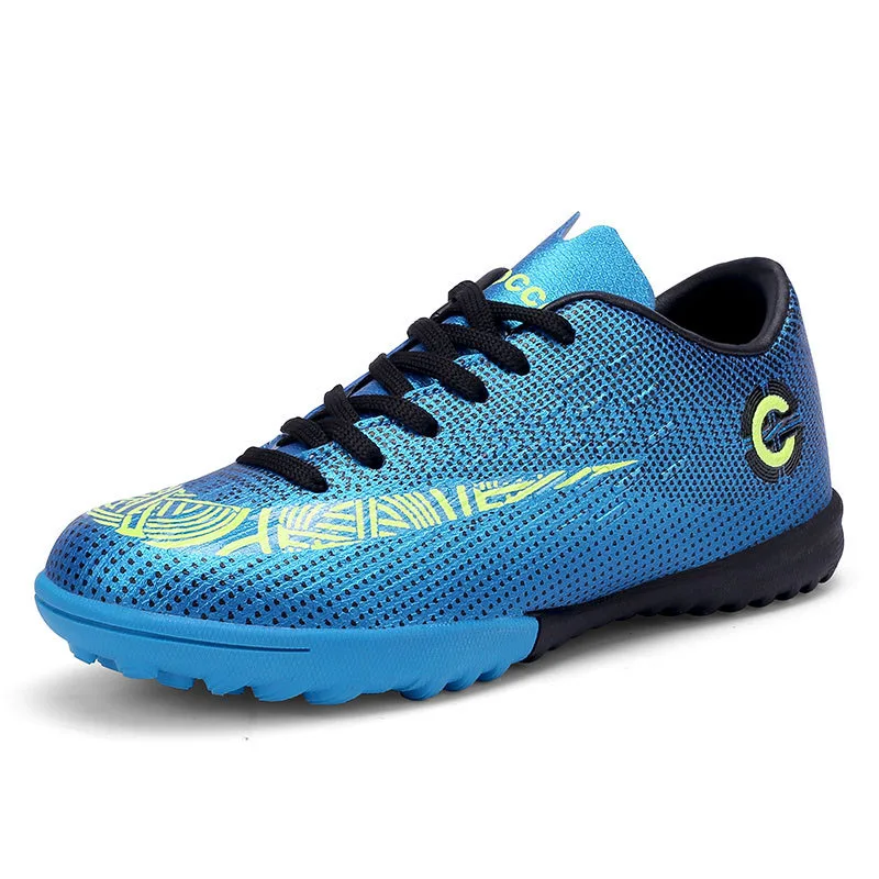 Футбол для обуви Для мужчин газоне мальчиков Футбол обувь дышащая бутсы противоскользящие Футбол Chaussure kers детские бутсы Размеры; большие размеры 33-44 - Цвет: TF-blue