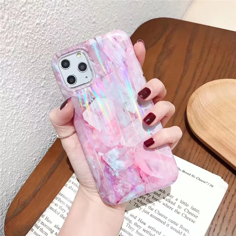 B Aurora laser phone case for iphone 11 11Pro Max case for iphone X XR XS Max 7 8 6 6S Plus Gradient color case capa - Цвет: B