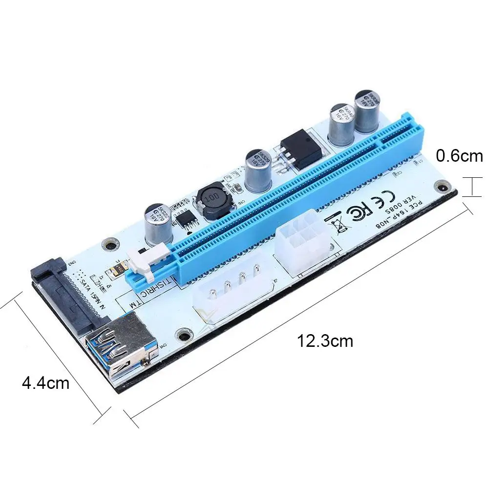 New White PCI-E Riser 008 Express 1X 4x 8x 16x Extender PCI E USB Riser 008S Adapter Card SATA 15pin for BTC Mining Miner New White PCI-E Riser 008 Express 1X 4x 8x 16x Extender PCI E USB Riser 008S Adapter Card SATA 15pin for BTC Mining Miner