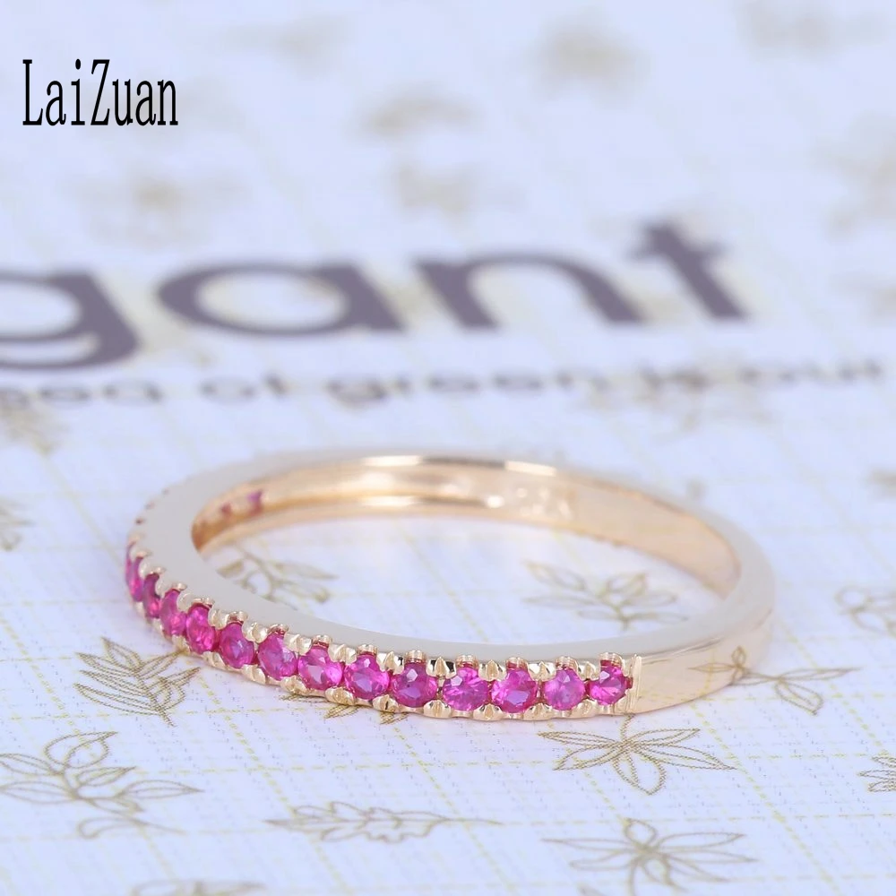0.4ct кольцо из натурального рубина, твердое 10 к желтое золото, Круглый натуральный рубин, Женское Обручальное кольцо с драгоценным камнем, обручальное кольцо на половину вечности