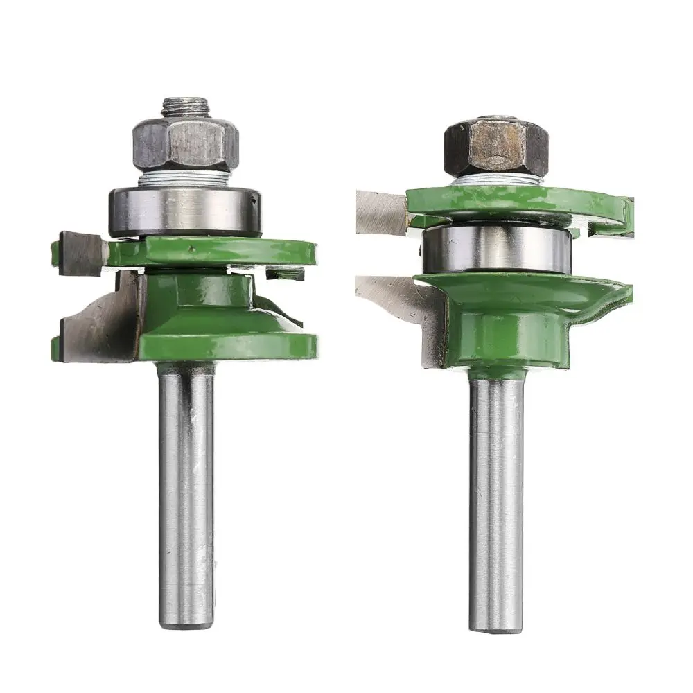 

2Pcs 8mm Shank Tenon Milling Cutter Router Bit Cabinet Door Panel Woodworking Tenon Milling Cutter Tool Drilling Milling
