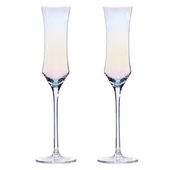 

2Pcs Dazzling Goblet Simple Champagne Glass Wine Glass Chic Stemware for Home