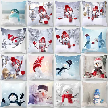 

1Pcs Snowman Christmas Santa Claus Pattern 45*45cm Polyester Cushion Cover Decorative Sofa Home Car Decor Pillowcover 41001