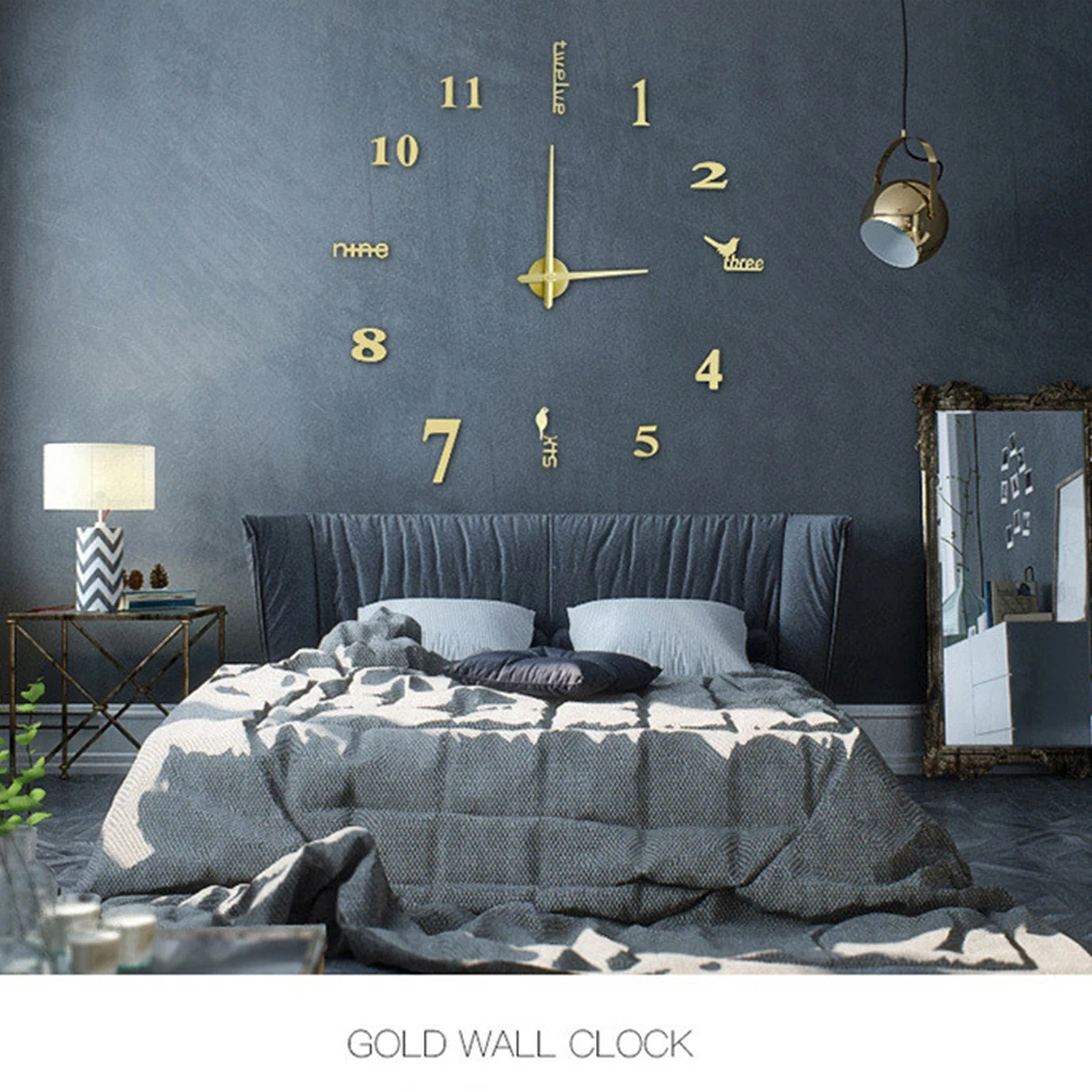 Nordic New Style Large 3D Wall Clock Mirror Wall Stickers Creative DIY Clocks Removable Art Decal Sticker Living Room Home Decor 4