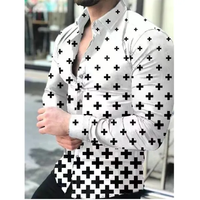 Autumn Men's Printed Hawaii Casual Shirts 2021 Brand Streetwear Men's Clothing Cardigan High-End Long Sleeve Dress Shirt CS-977