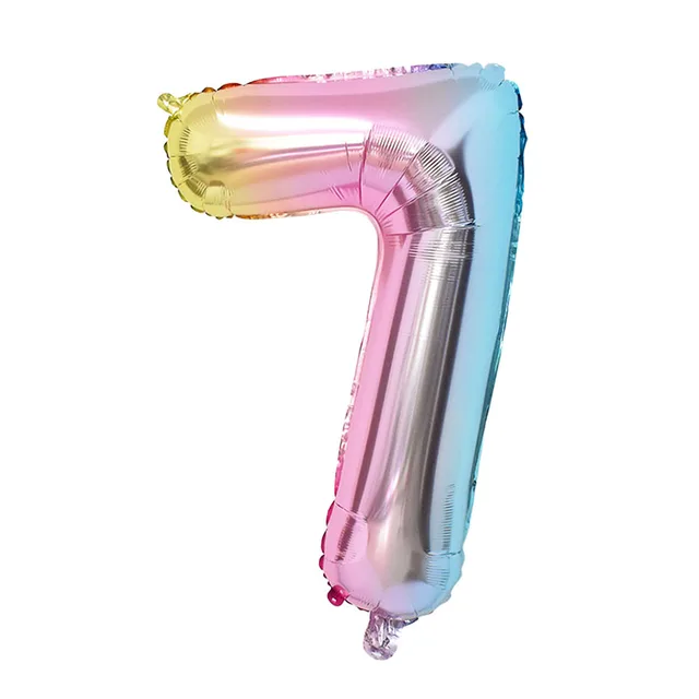 1Set Rainbow Unicorn Balloon 32 inch Number Foil Balloons 1st Kids Unicorn Theme Birthday Party Decorations Baby Shower Globos 32inch 7