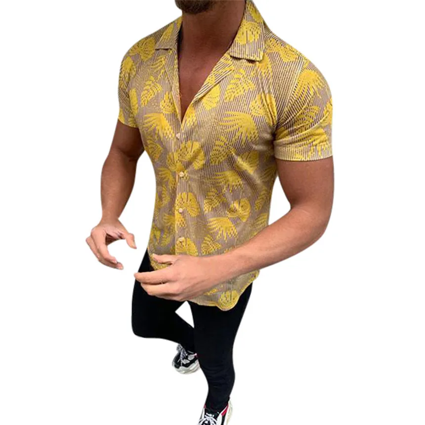 KLV, мужские рубашки, летние модные рубашки, повседневные рубашки в полоску, топ с коротким рукавом, блузка, винтажная Гавайская пляжная рубашка, удобная