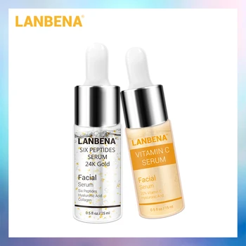 

LANBENA Six Peptide Serum+ Vitamin C Serum 24K Gold Anti-Aging Moisture Skin care Bleaching Lightening Beauty