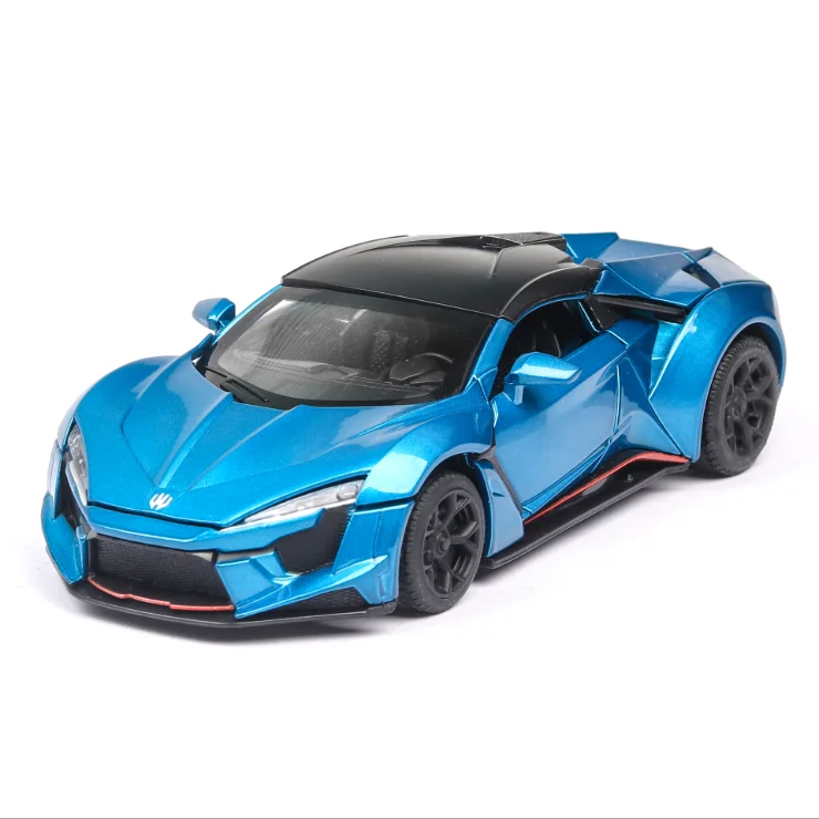 

Simulation 1: 32 Lexan super sports car with sound and light open door alloy toy model decoration children's toys blue car
