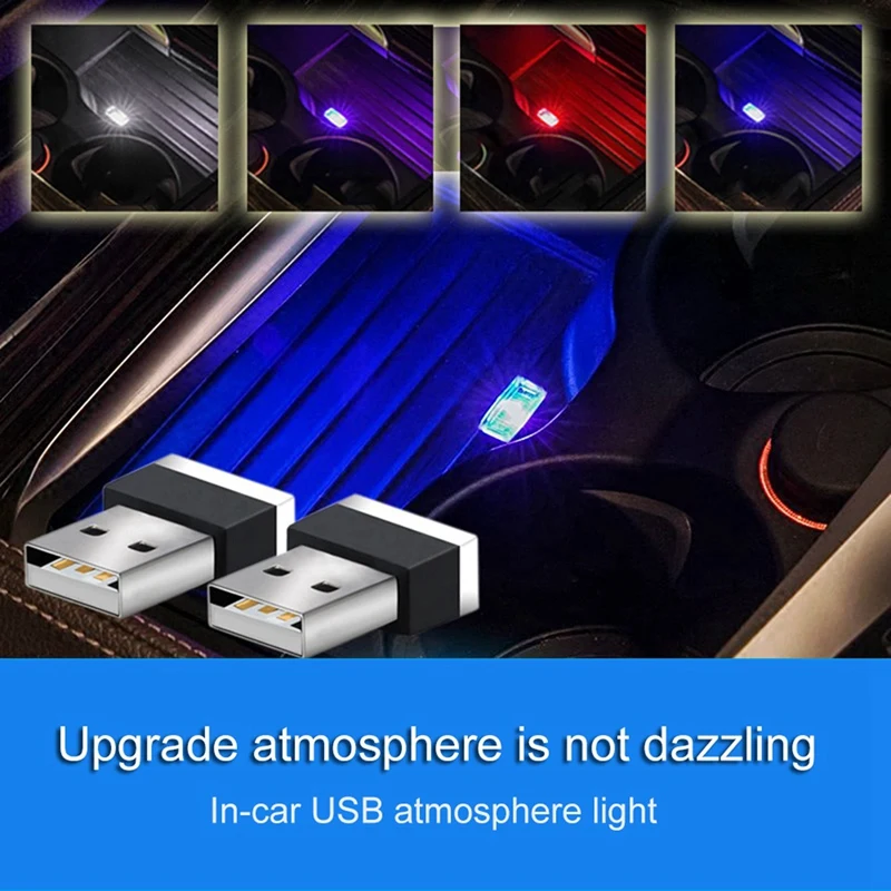 2 шт. мини портативный мини Usb светодиодный автомобильный светильник для интерьера автомобиля Usb атмосферный свет Plug and Play декоративный светильник аварийный светильник ing Pc