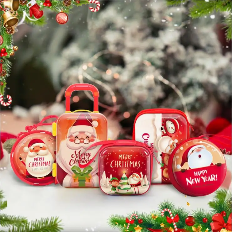 discount  DIY Toys Christmas Gift Round Storage Box Toys For Children Toy with metal button Coin Purse Christ