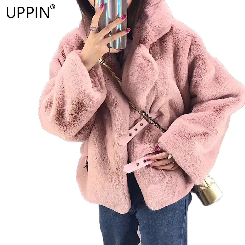 

UPPIN Fur & Faux Fur Coat For Women Tops & Jacket Female Artificial Sheepskin Coats Fluffy Rabbit Fashion Faux Fur Coat Jacket