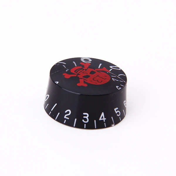 3pcs Black Speed Control Knobs for Electric Guitar w/ Red Skull Head Crossbones