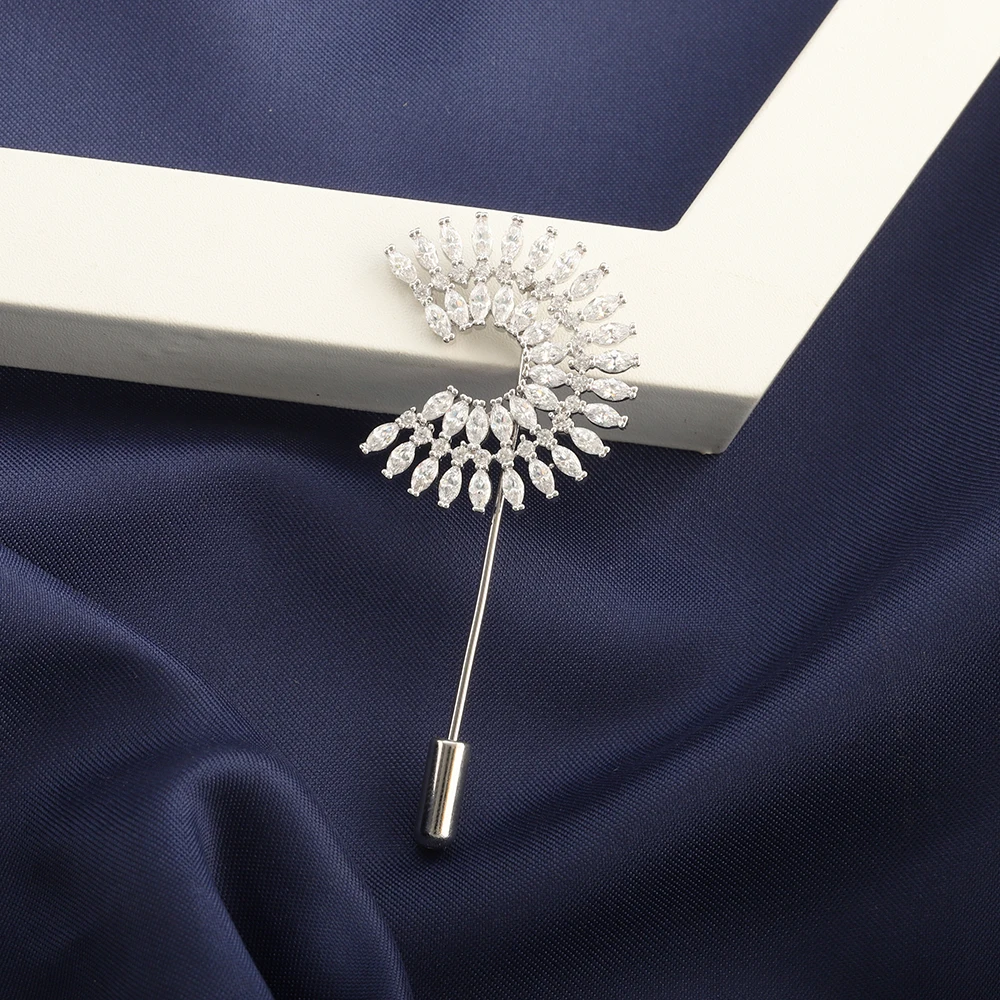 Semicircle Elegant Brooch Ring Fashion Shiny Ladies Corsage Wedding Bridal Party Logo Gift Coat Pins