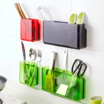 

Multifunction PS Plastic Storage Box Wall Self-adhesive Hanging Box Rack Home Organizer Kitchen Bathroom Accessories