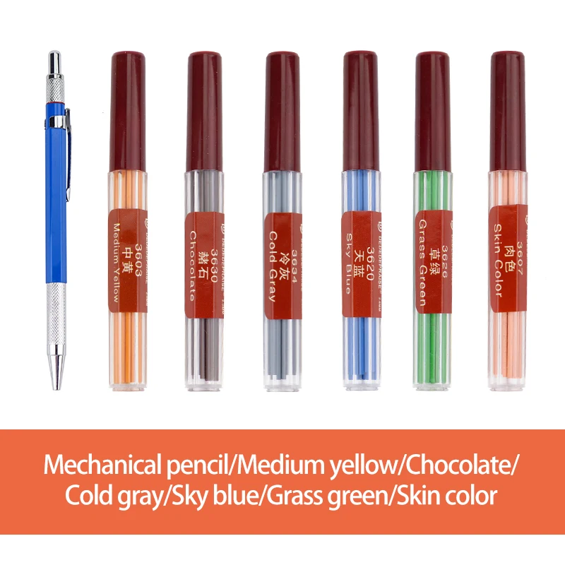 5-6colors-1pen Сменный механический/автоматический цветной карандаш 2,0 мм, заправочный карандаш, 36 цветов - Цвет: 5-6colors-1pen
