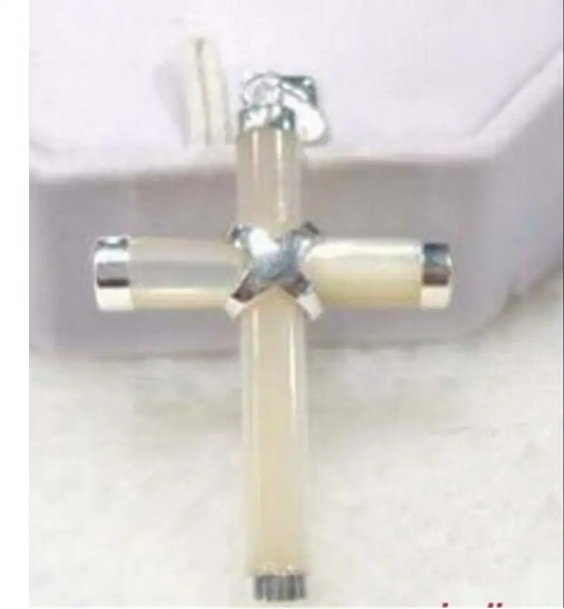Free shipping White Shell Mother of Pearl Cross 18KWGP Pendant with Necklace | Украшения и аксессуары