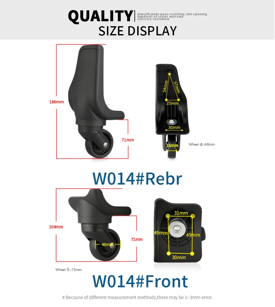 Replacement wheels for suitcase luggage high quality travel bag casters repair Wear resistant password box luggage wheels