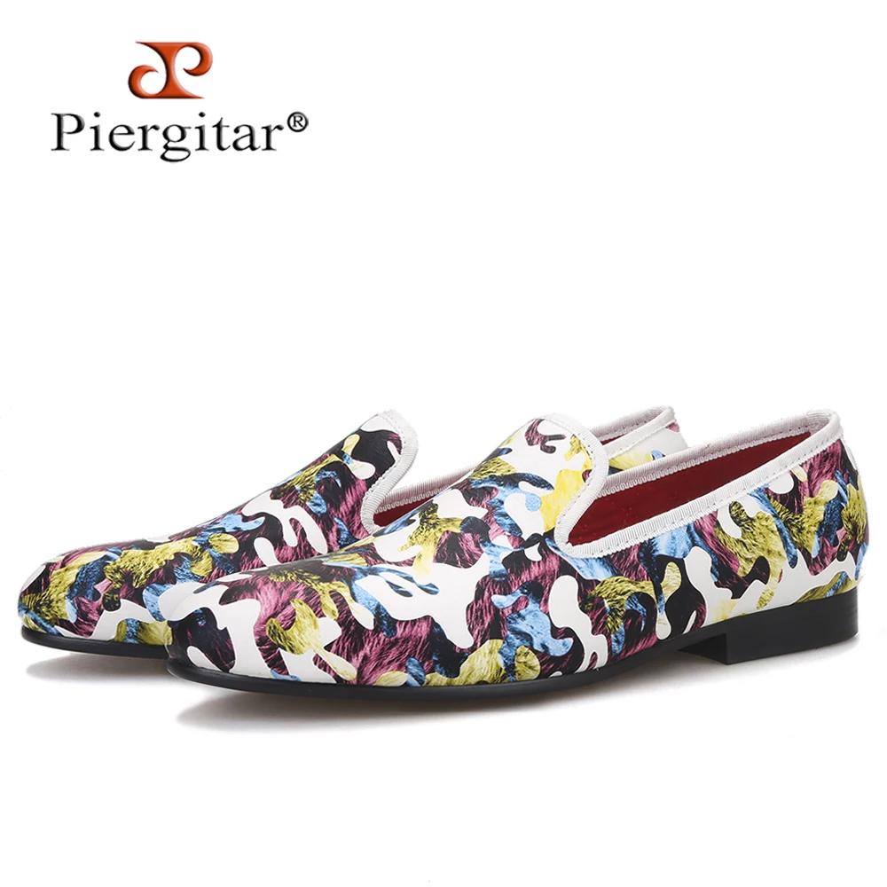 

Piergitar 2020 new multi-colors tropical camouflage men pu shoes handcrafted men's loafers first choice for banquet and party
