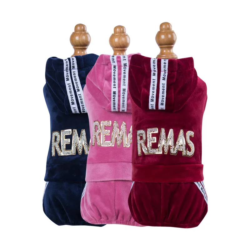 Pet Jumpsuits Dog Pet Sports Clothes Apparel Golden Velvet Dog Cat Jumpsuit Pet Winter&Autumn Coat Classic Puppy Cat Apparel 5 sizes