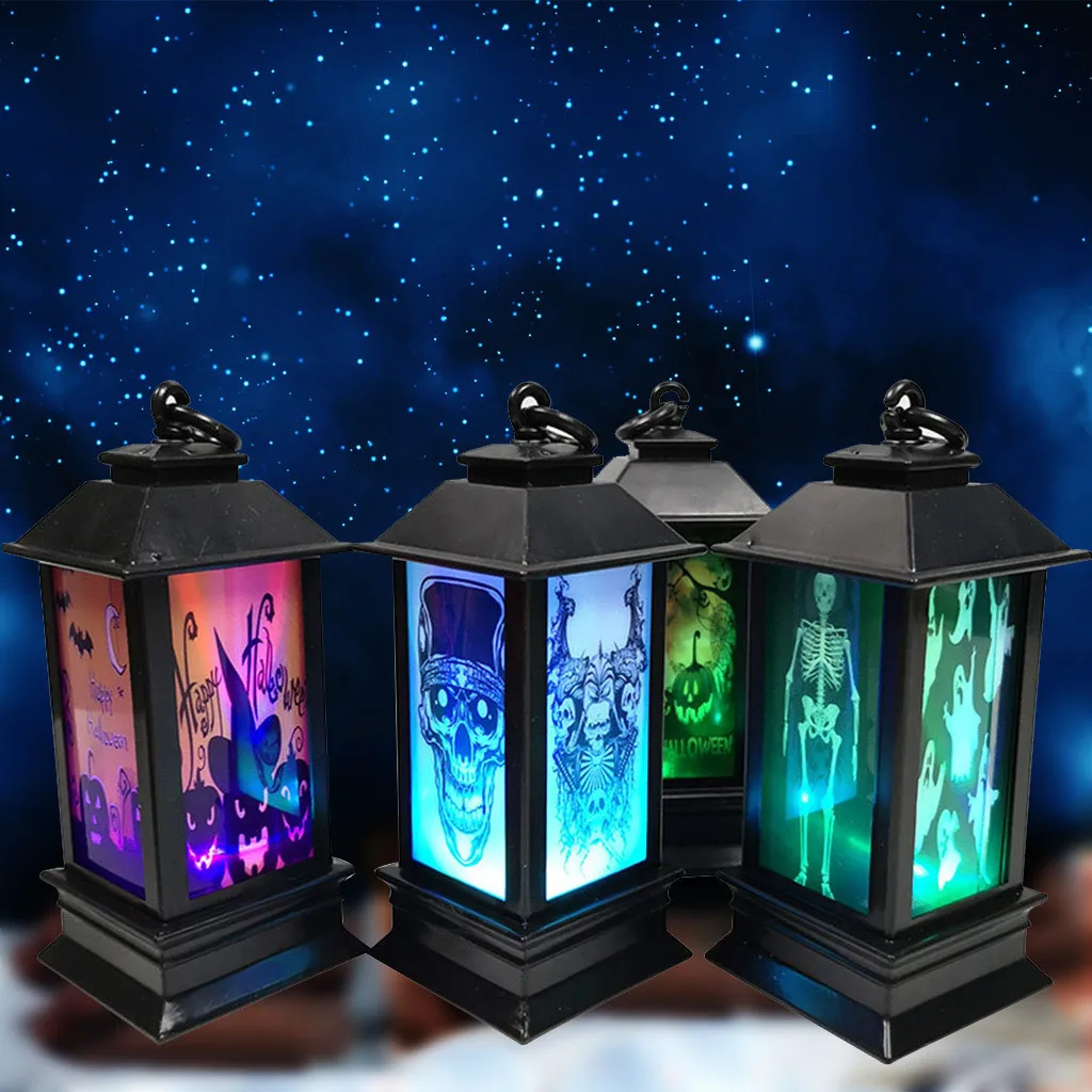4PC New Dropship Halloween Atmosphere Lamp Props Plastic Glowing Night Lighthouse Led Night Light Home Decor Creative Gift 94