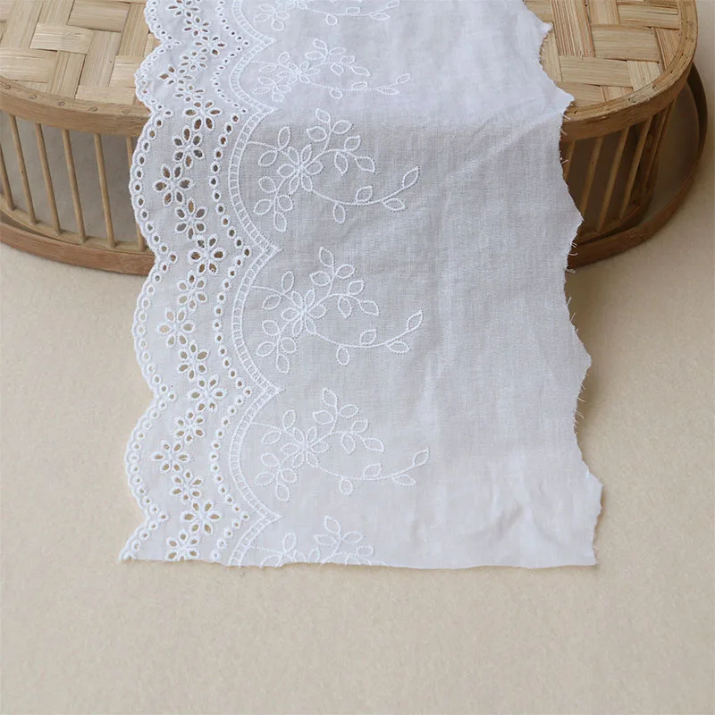2YARD bílý bavlna krajka ruka široký materiál záclona bavlna látka DIY krajka příslušenství 20cm široký