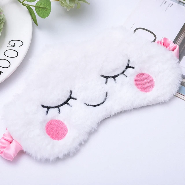 Sleeping Eye Mask Unicorn Sleep Night Mask Plush Cute Eye Patch Sort Band Aid Dream Cover For Girl Relax Travel Health Blindfold White cloud