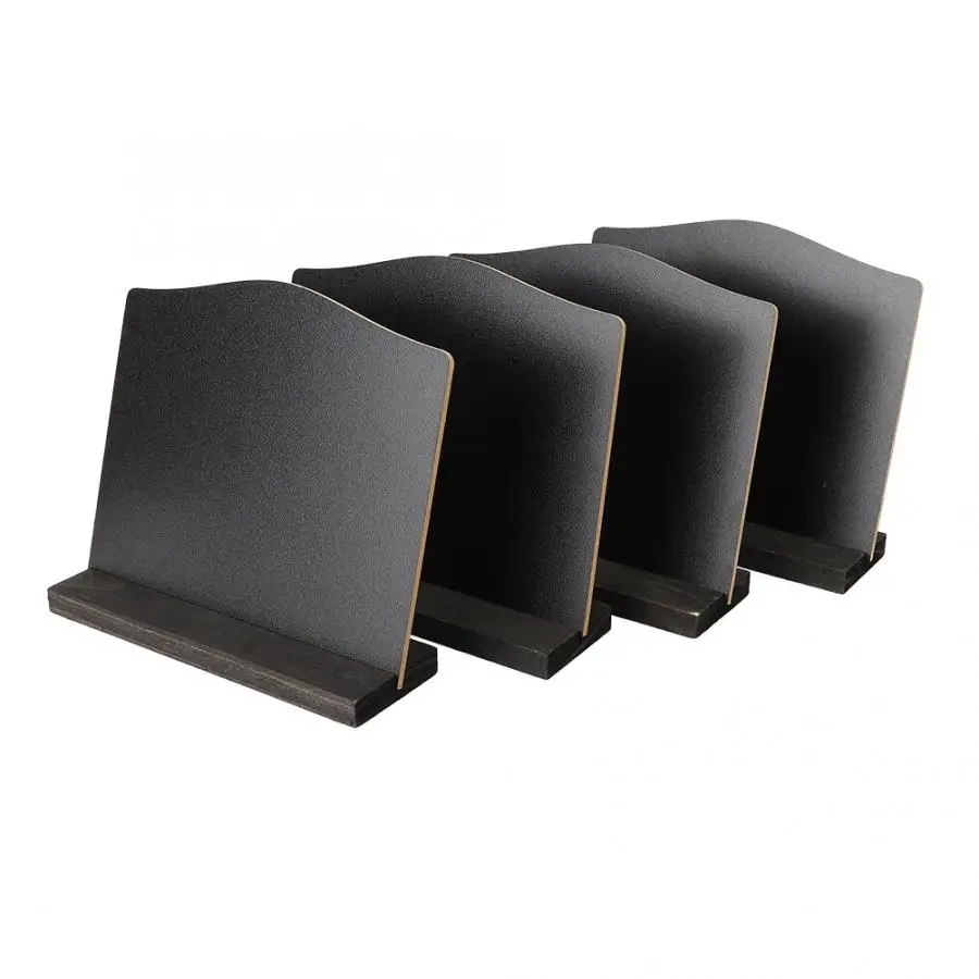 

4Pcs Double-sided Blackboard Black Notice Mini Chalkboard Message Note Display Stand with Base Home Restaurant Decor