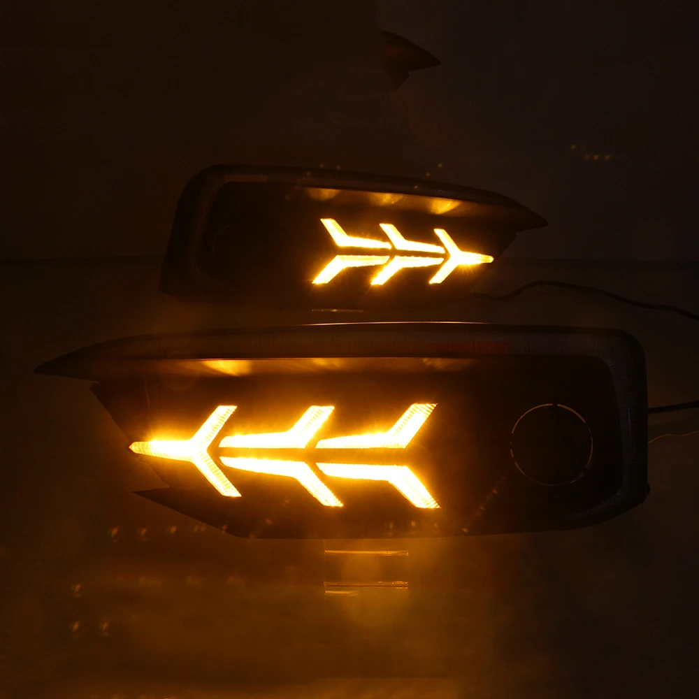DRL для Honda Civic+ дневной ходовой светильник 3 цвета СВЕТОДИОДНЫЙ дневной светильник с динамическим поворотником
