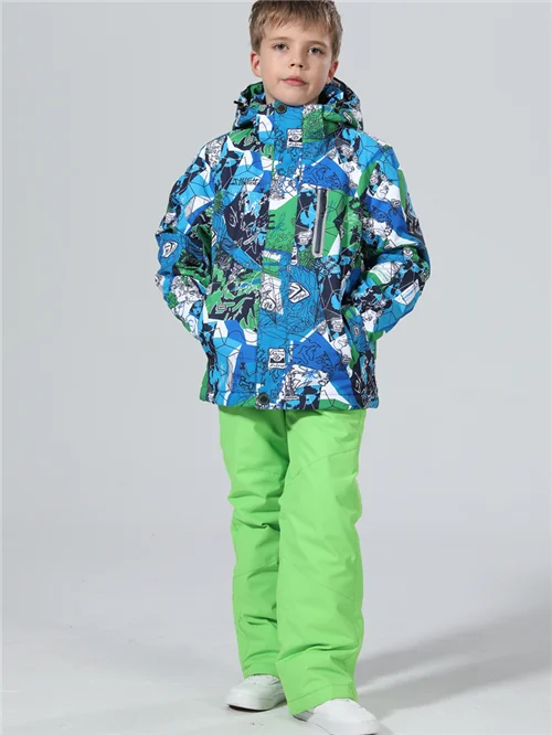 blue set Лыжный костюм для девочки лыжный костюм зимние штаны лыжи лыжные штаны сноуборд сноубординг горнолыжный костюм детский костюм горнолыжный костюм зимниймальчиков лыжный костюм s для детей; зимний костюм для мальчиков - Цвет: blue set